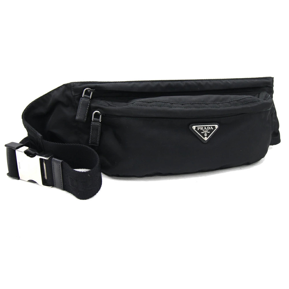 Prada Body Belt Bum Crossbody Bag Black Leather Waist Belt Pouch